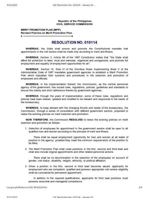 composition of personnel selection board|CSC Resolution No. 010114 .